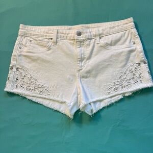 Joe's Jeans Womens  White Lace Jean Shorts frayed waist 30